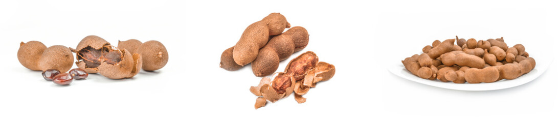 Collage of Tamarind isolated on white