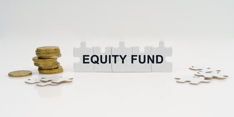 On a white background, there are coins and puzzles with the inscription - EQUITY FUND