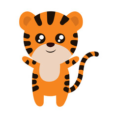 Adorable Kawaii Tiger Cartoon is a delightful addition to any project, offering a playful touch to your designs. Perfect for kids' materials, cards, or adding a charming element to your creations!