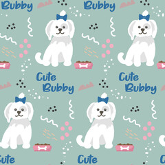 Seamless pattern with cute pet dogs. Vector pattern for textile products, children's room design, wrapping paper