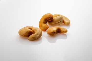 Tasty Roasted Cashew nuts isolated on white background