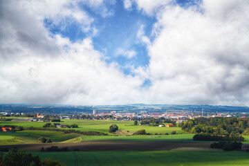 Skyline over Horsens city in Denmark