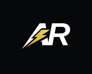 Creative Minimal AR Logo Design | Letter AR Logo with Lightning Icon | Electric AR Logo Design
