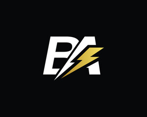 Creative Minimal BA Logo Design | Letter BA Logo with Lightning Icon | Electric BA Logo Design