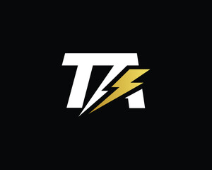Creative Minimal TA Logo Design | Letter TA Logo with Lightning Icon | Electric TA Logo Design