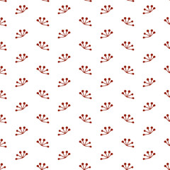 Christmas seamless pattern with isolated painted winter berries on white background. Cute vector illustration for paper, textile, fabric, prints, wrapping, greeting cards, banners