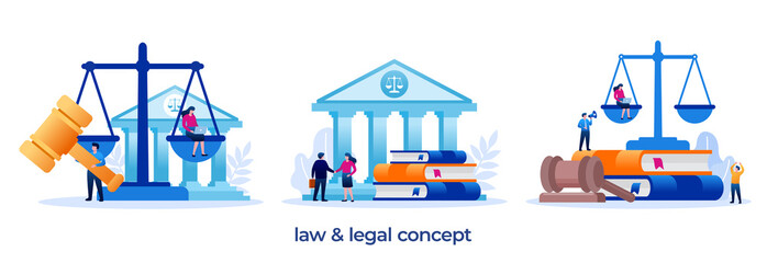 law firm and legal services concept, lawyer consultant, flat illustration vector and background