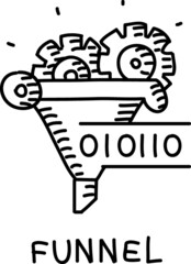 Funnel Sketchy data. Funnel with the gears and the binary code Funnel.