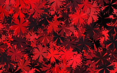 Dark Red vector doodle background with flowers.