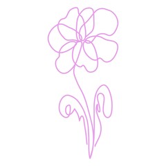 Isolated flower line art doodle vector illustration. Beautiful floral botanical decoration. Flower with petals