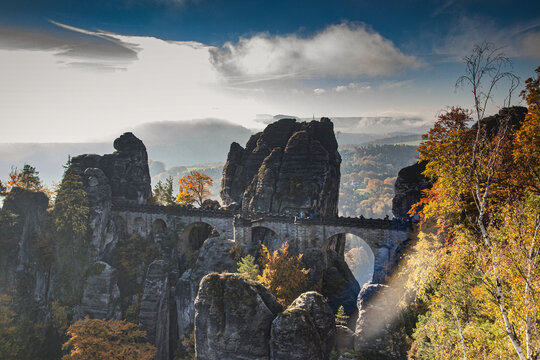 Elbe Sandstone Mountains In Autumn, Bastei