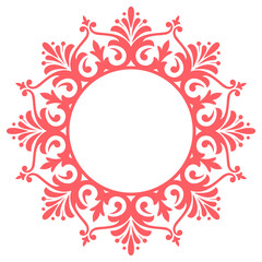 Decorative frame Elegant vector element for design in Eastern style, place for text. Floral pink and white border. Lace illustration for invitations and greeting cards