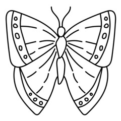Butterfly fantasy outline, doodle coloring page for toddlers insect world