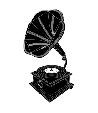 gramofone, m&uacute;sica, som, antigo, vitrola, ancestral, invento, musical, antiguidade,  vinil, disco, ancient, old, antiqu&aacute;rio, tatoo, design