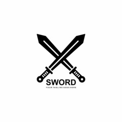 Sword simple flat logo vector illustration