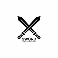 Sword simple flat logo vector illustration