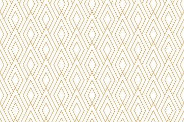 Abstract geometric pattern with stripes, lines. Seamless vector background. White and gold ornament. Simple lattice graphic design