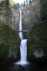 Portland, Oregon, USA. Waterfall in the forest. 
