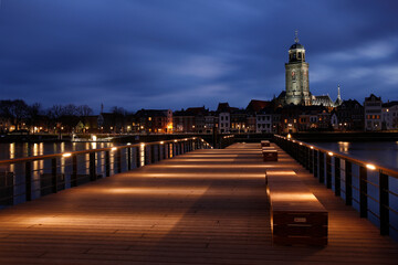 Fototapeta premium A view on the city of Deventer, The Netherlands, at dawn 