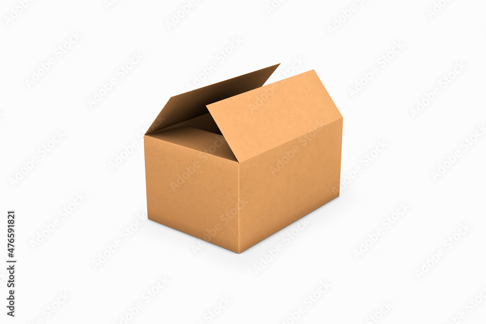 Poster empty cardboard packaging delivery box mock up isolated on white background. 3d rendering.