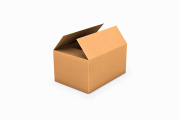 Empty cardboard packaging delivery box Mock up isolated on white background. 3d rendering.