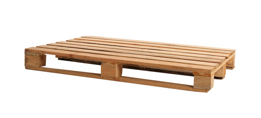 Wooden pallet isolated on white. Transportation and storage