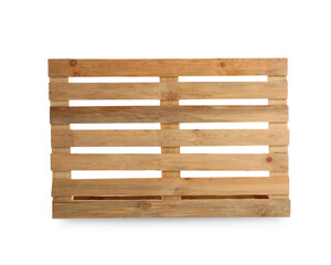 Wooden pallet isolated on white. Transportation and storage