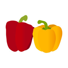 red and yellow bell peppers vector illustration on white background