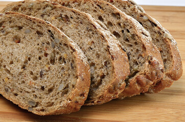 close up of dark bread on table