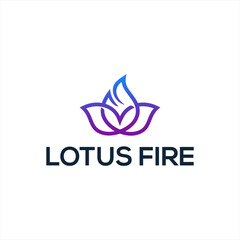 Lotus Fire Logo Design Vector