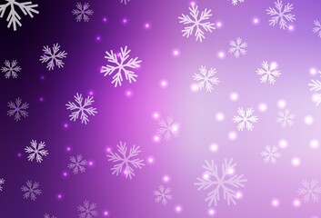Light Purple, Pink vector texture with colored snowflakes, stars.