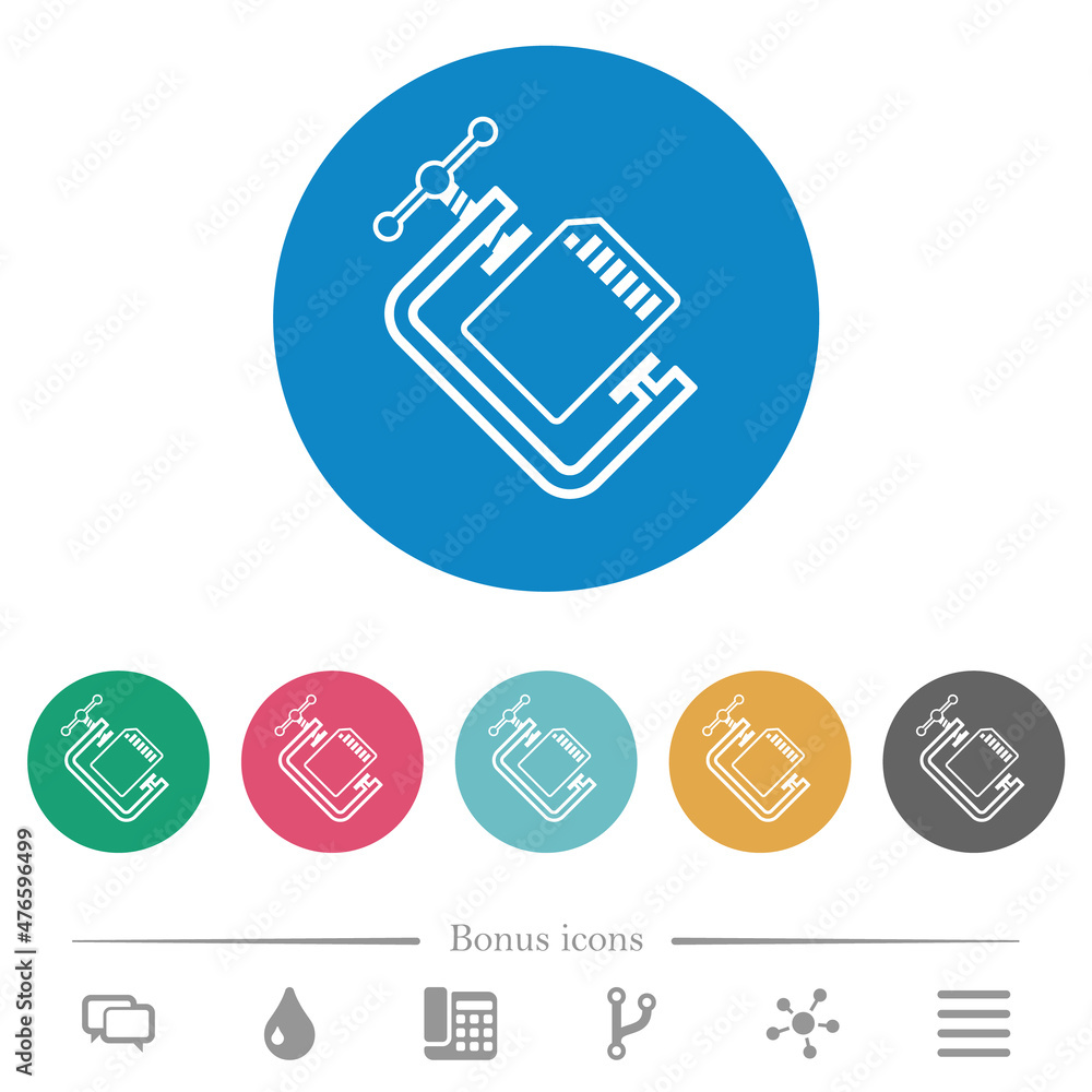 Poster sd memory card compress outline flat round icons