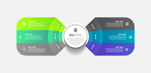 Idea gradient business abstract background infographic template with 6 step