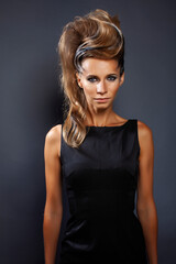 Fototapeta premium young elegant woman with creative hair style zebra print close up pretty like punk studio halloween look fashion