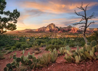Abwaschbare Fototapete Arizona Sedona Arizona with red and orange sunset