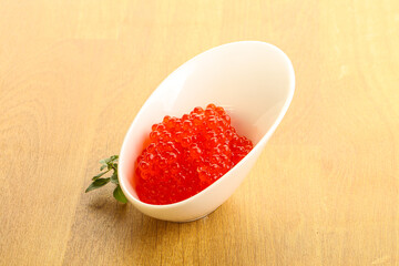 Red caviar in the bowl