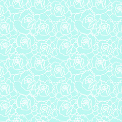 Vector seamless pattern with Flowers white line on Spun Sugar hand painted background.Summer,floral,botanical print in doodle style.Design for textiles,fabric,wrapping paper,packaging,wallpaper.