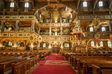 Fototapeta na wymiar Swidnica, Poland - finished in 1656 and a Unesco World Heritage Site, the Church of Peace in Swidnica is a wooden masterpiece. Here in particular the interiors