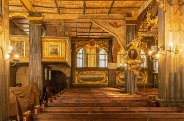 Fototapeta premium Swidnica, Poland - finished in 1656 and a Unesco World Heritage Site, the Church of Peace in Swidnica is a wooden masterpiece. Here in particular the interiors
