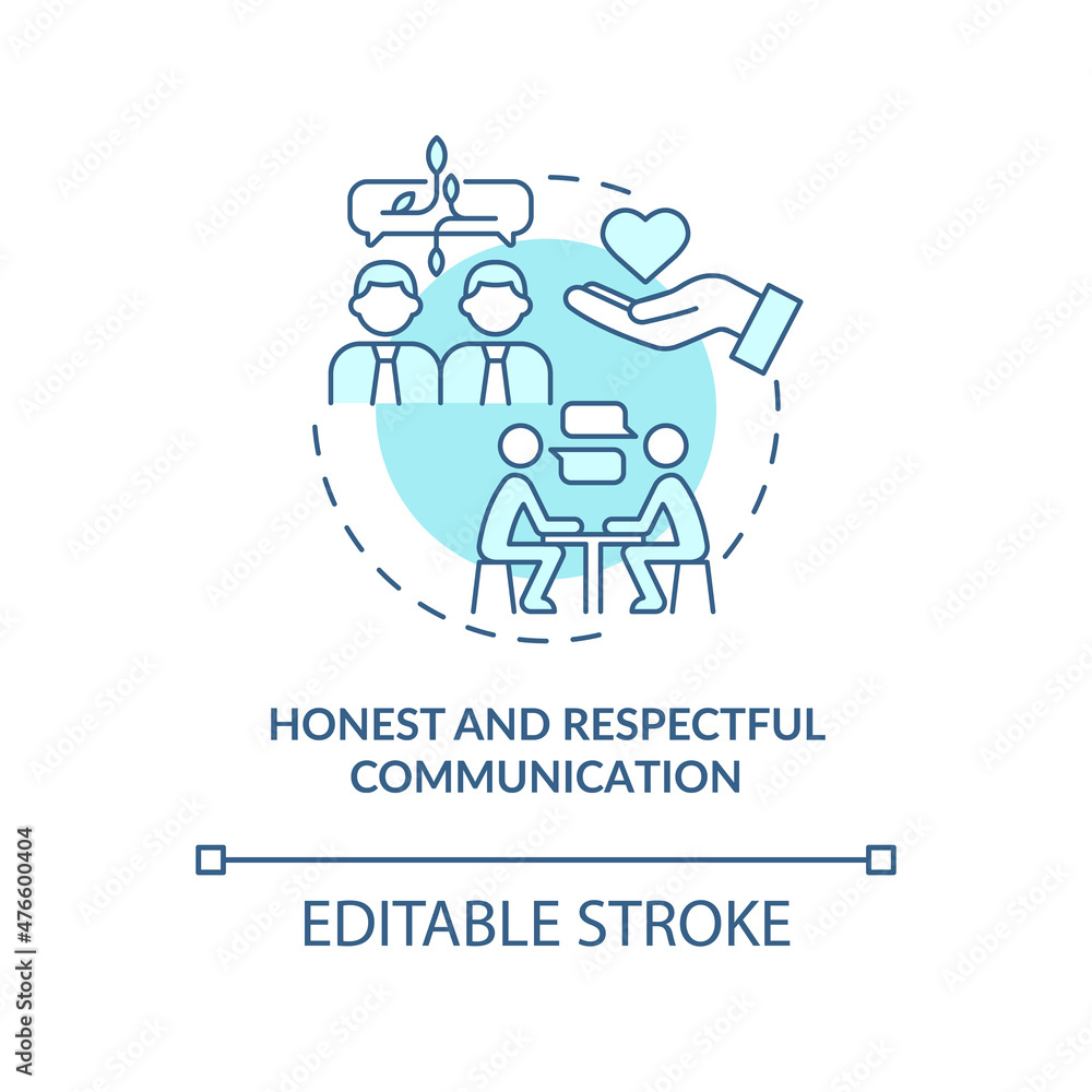Aufkleber different viewpoints communication turquoise concept icon. team communication abstract idea thin lin