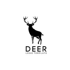 Elegant deer buck stag antler silhouette logo design