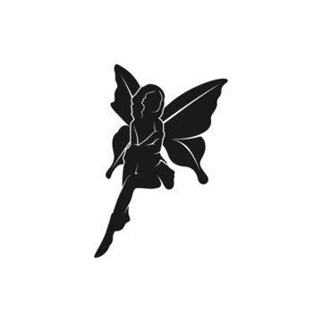 cute little fairy elf nymph pixie silhouette vector design