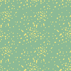 Abstract seamless pattern with spots on green background. Perfect for prints, backgrounds, wrapping paper, textile, linen, wallpaper, etc.