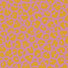 Seamless animal pattern in pink and orange colors. Perfect for prints, backgrounds, wrapping paper, textile, linen, wallpaper, etc.