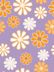 Abstract Colorful Digital Flowers Seamless Pattern Trendy Stylish Color Combinations Perfect for Allover Fabric Print or Wrapping Paper