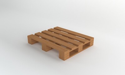 Perspective view Wooden pallet isolated on white Background,3D Rendering