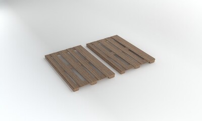 Perspective view Wooden pallet isolated on white Background,3D Rendering