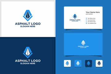 asphalt logo and business card design template. premium vector