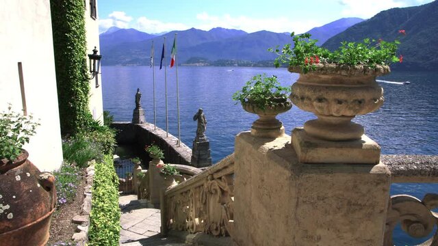 Fantastic view from the gardens of Villa del Balbianello on Lake Como, one of the most visited and beautiful villas on the lake.travel Italy