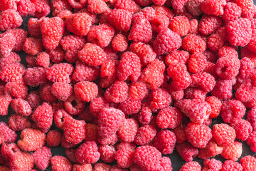 Background of ripe red raspberries